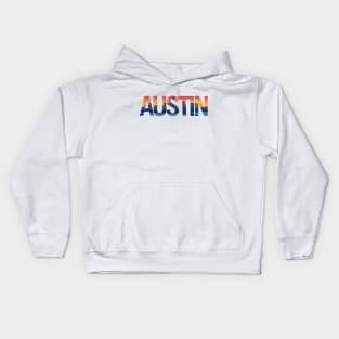 Austin Texas City Skyline Typography Overlay Kids Hoodie